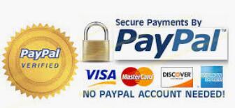 Processed by PayPal: Visa/MasterCard, Amex, Discover